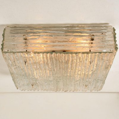 Textured Glass Square Flush Mount attributed to Kalmar, Austria, 1960s-VDW-2044214