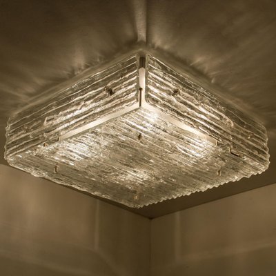 Textured Glass Square Flush Mount attributed to Kalmar, Austria, 1960s-VDW-2044214