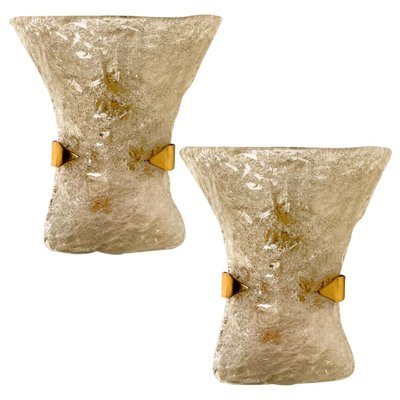 Textured Murano Glass Brass Sconces, 1960s, Set of 2-VDW-832083