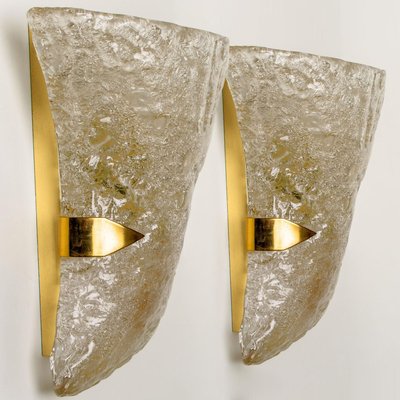 Textured Murano Glass Brass Sconces, 1960s, Set of 2-VDW-832083