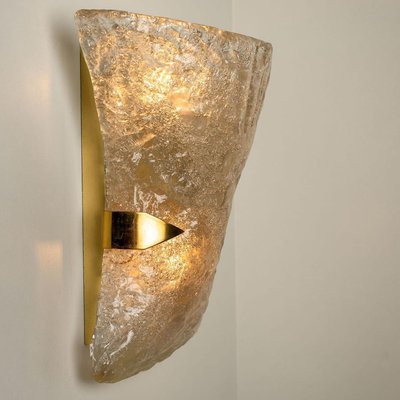 Textured Murano Glass Brass Sconces, 1960s, Set of 2-VDW-832083