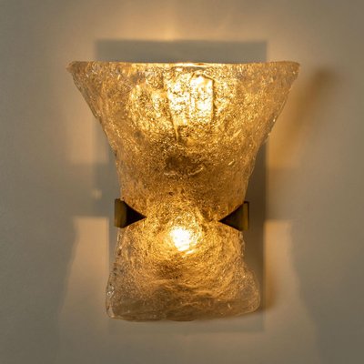 Textured Murano Glass Brass Sconces, 1960s, Set of 2-VDW-832083