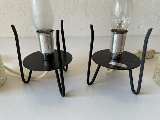 Textured Plastic Cylinder Shade Black Tripod Table Lamp, 1950s-RDS-1147800