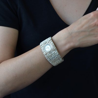 Textured Silver Ladys Watch, 1970s-OLU-1346524