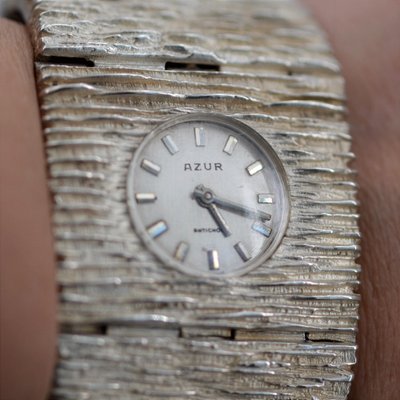 Textured Silver Ladys Watch, 1970s-OLU-1346524