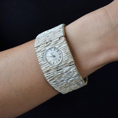 Textured Silver Ladys Watch, 1970s-OLU-1346524