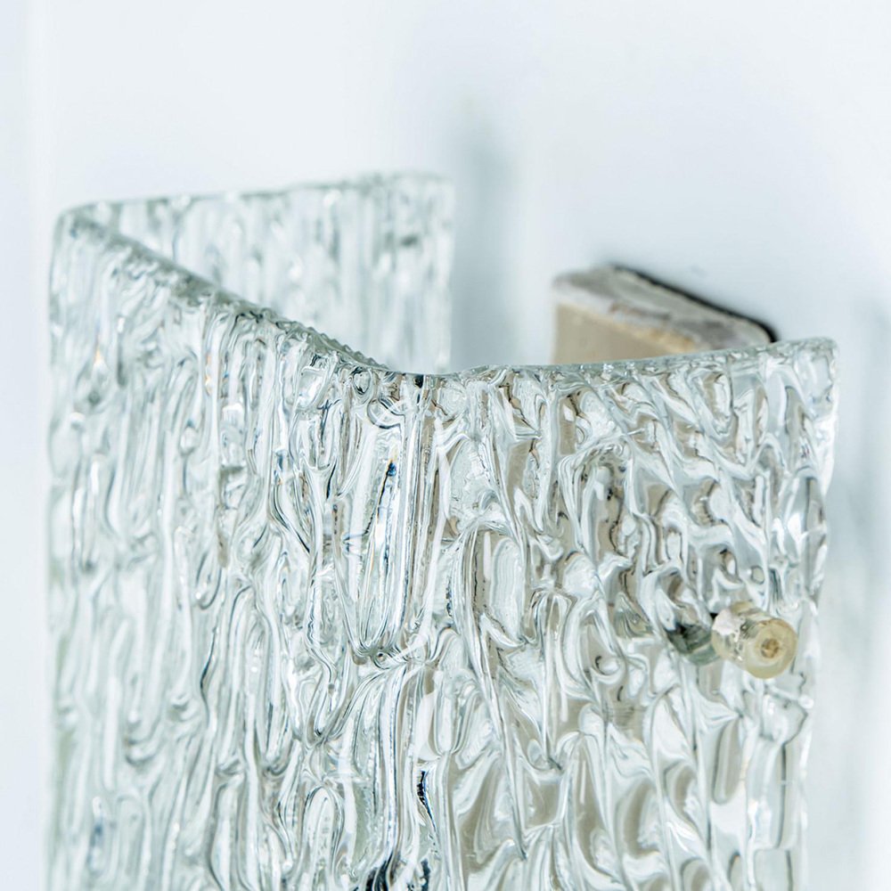 Textured Wave Glass Wall Light attributed to Kaiser Leuchten, 1970s