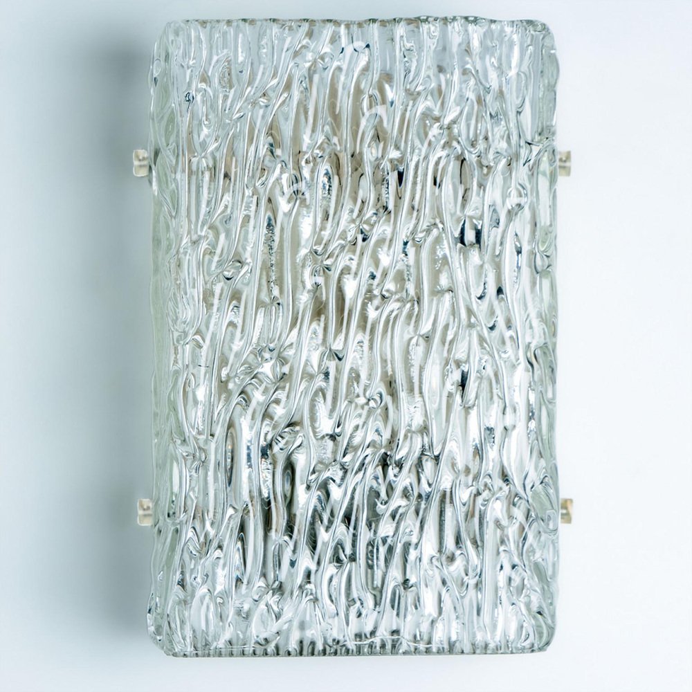 Textured Wave Glass Wall Light attributed to Kaiser Leuchten, 1970s