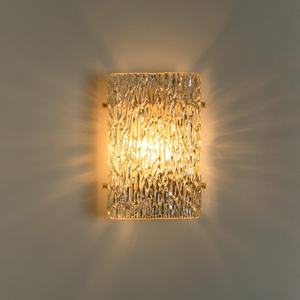 Textured Wave Glass Wall Light attributed to Kaiser Leuchten, 1970s