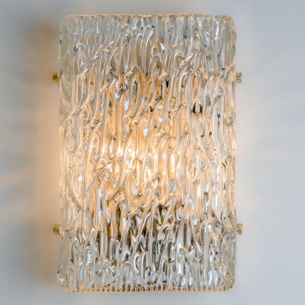 Textured Wave Glass Wall Light attributed to Kaiser Leuchten, 1970s