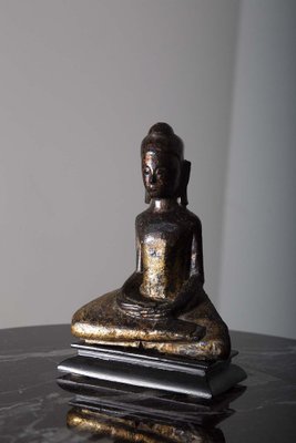 Thai Artist, Dvaravati Meditation Buddha Statue, 1800, Walnut-RCE-1721721