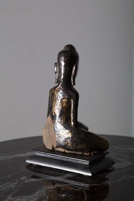 Thai Artist, Dvaravati Meditation Buddha Statue, 1800, Walnut-RCE-1721721