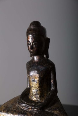 Thai Artist, Dvaravati Meditation Buddha Statue, 1800, Walnut-RCE-1721721