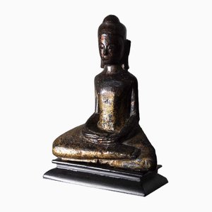 Thai Artist, Dvaravati Meditation Buddha Statue, 1800, Walnut-RCE-1721721