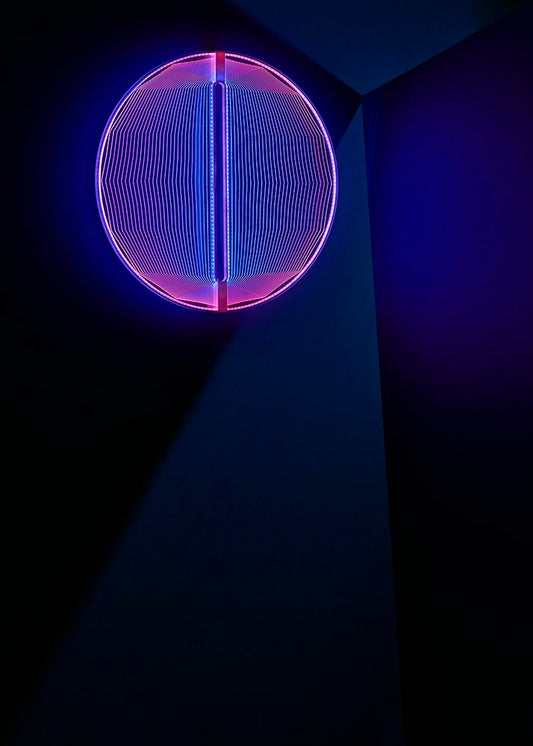 Thanks for the Planets Amber Blue Light Sculpture by Arnout Meijer