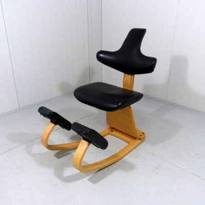 Thatsit Balance Chair in Beech & Leather Chair by Peter Hvidt for Stokke, 1990s-TU-1801270