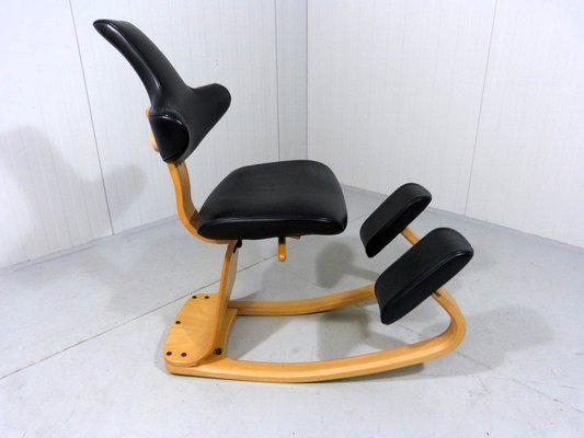 Thatsit Balance Chair in Beech & Leather Chair by Peter Hvidt for Stokke, 1990s-TU-1801270