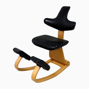 Thatsit Balance Chair in Beech & Leather Chair by Peter Hvidt for Stokke, 1990s-TU-1801270