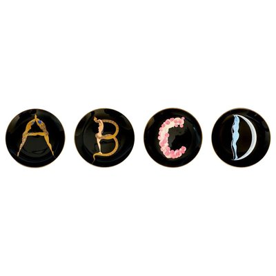 The Alphabet Ceramic Plate Set after Erté, 1986, Set of 4-ZCI-752728