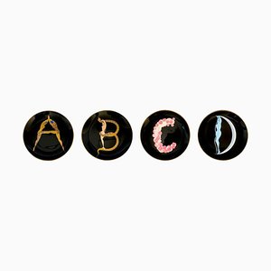 The Alphabet Ceramic Plate Set after Erté, 1986, Set of 4-ZCI-752728