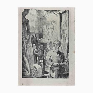 The Artist in Fine Art Academy, Original Etching, Early 20th-Century-ZCI-1300565