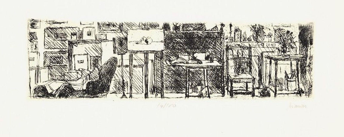 The Artist's Studio - Original Etching by Renzo Biasion - 1960s 1960s