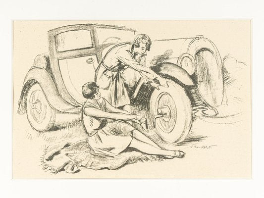 The Automobile and the Woman, Heliogravure on Paper, Framed-GPP-1095802