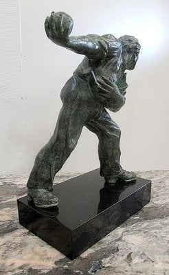 The Boules Player, Bronze Sculpture with Green Patina, Early Twentieth Century-RVK-805574