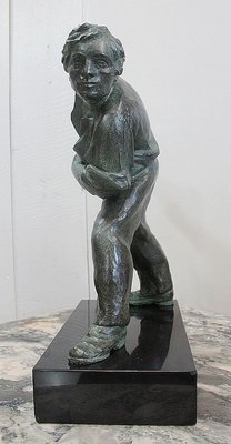 The Boules Player, Bronze Sculpture with Green Patina, Early Twentieth Century-RVK-805574