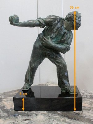 The Boules Player, Bronze Sculpture with Green Patina, Early Twentieth Century-RVK-805574