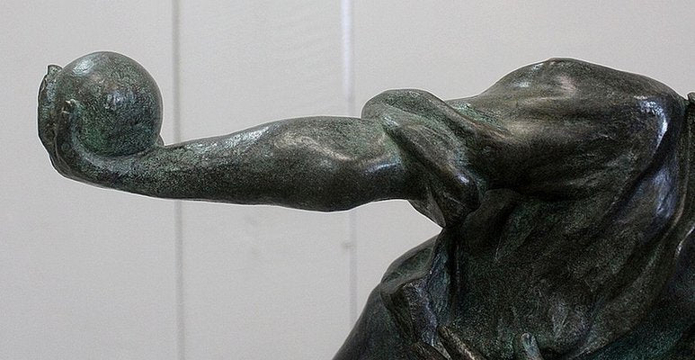 The Boules Player, Bronze Sculpture with Green Patina, Early Twentieth Century-RVK-805574