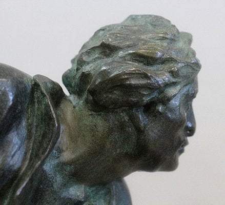 The Boules Player, Bronze Sculpture with Green Patina, Early Twentieth Century-RVK-805574