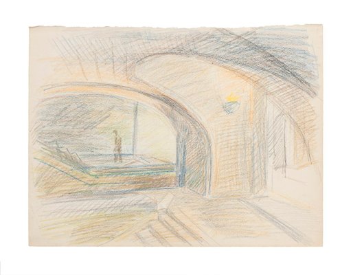 The Bridge Original Pastel on Paper by R. Cazanove-ZCI-781439