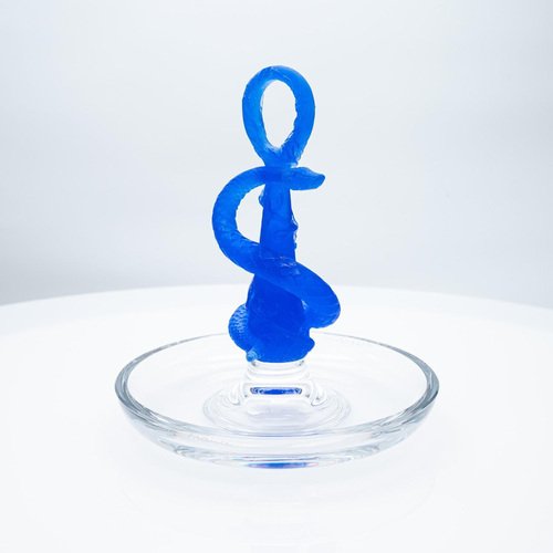 The Caduceus Limited Edition Centerpiece in Sky Blue from Daum, France, 1990s