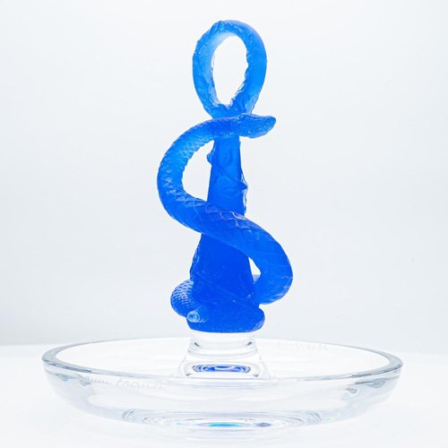 The Caduceus Limited Edition Centerpiece in Sky Blue from Daum, France, 1990s