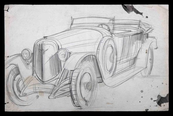 The Car, Original Drawing, Mid 20th-century-ZCI-1190211