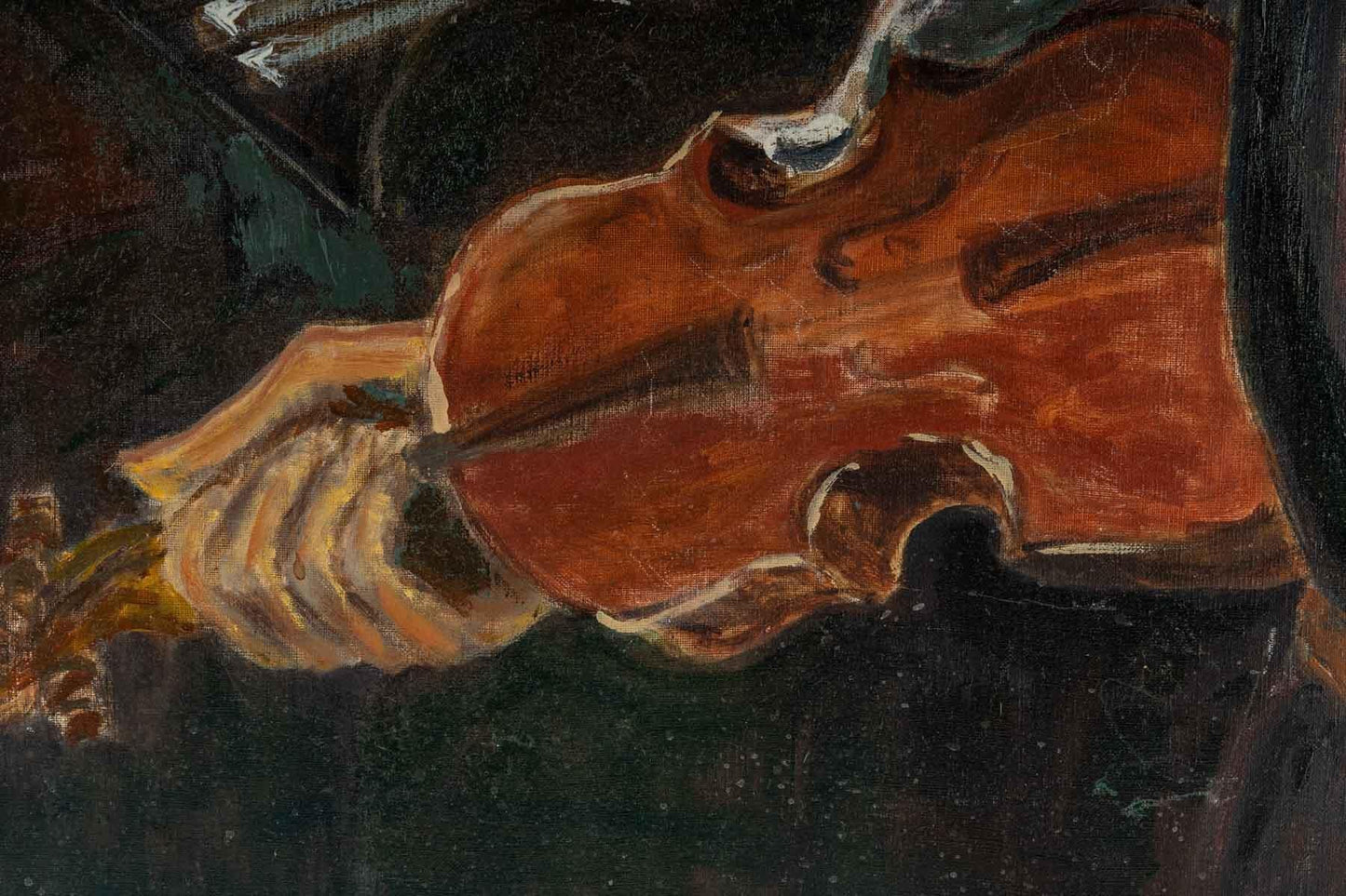 The Cellist in Concert, 20th Century, Oil on Canvas