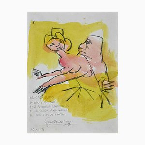 The Couple, Dedicated to Mino Maccari, Original Drawing, 1976-ZCI-1250817