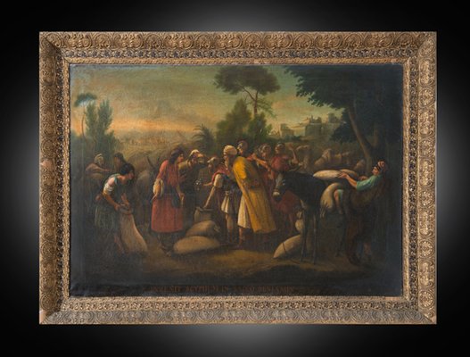 The Discovery of the Stolen Cup in Benjamin's Sack, 19th-Century, Oil on Canvas, Framed-KKK-1346007