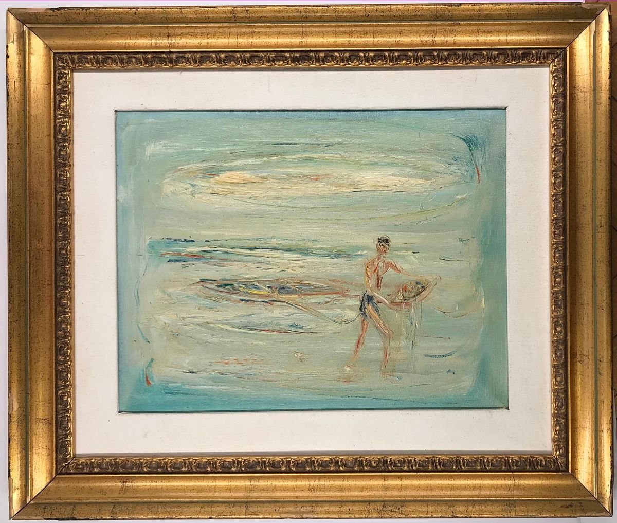 The Fisherman - Original Oil on Canvas by Giovanni Stradone - 1962 1962