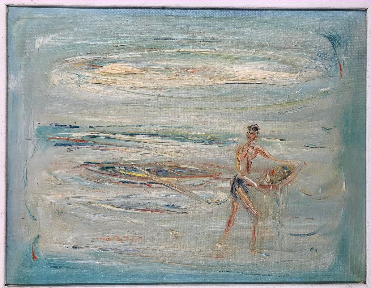 The Fisherman - Original Oil on Canvas by Giovanni Stradone - 1962 1962