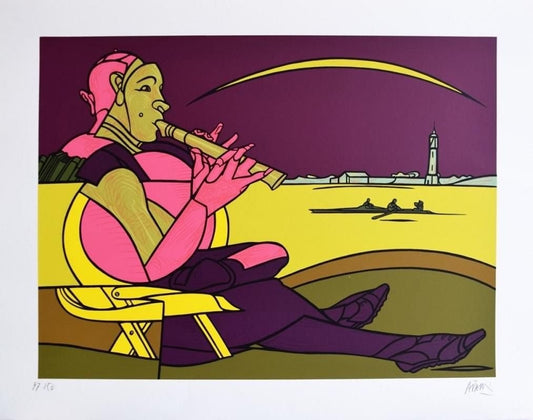 The Flageolet - Original Screen Print by Valerio Adami - 1990s