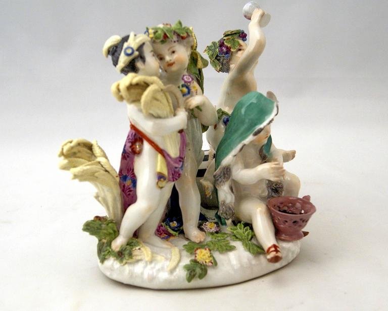 The Four Seasons Cherubs Figurine Group the by Kaendler for Meissen, 1750s