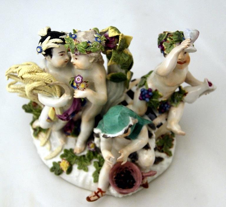 The Four Seasons Cherubs Figurine Group the by Kaendler for Meissen, 1750s