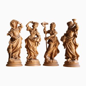 The Four Seasons Figurines in Maple Wood, Set of 4-IYX-1771171