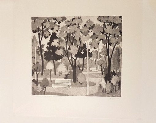 The Garden - Original Woodcut by Alberico Morena - 1958 1958-ZCI-761991