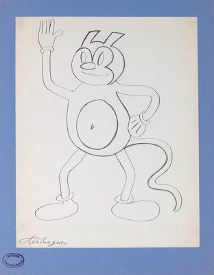 The Greeting- Original Ink Drawing on Paper 1970s 1970s-ZCI-762177