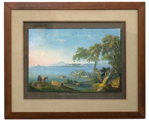 The Gulf and the Bay of Pozzuoli - Original Neapolitan Gouache - 19th Century-ZCI-899515