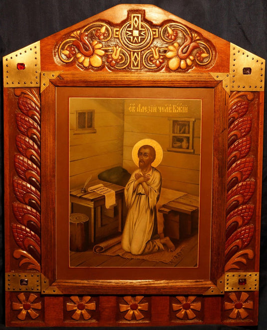 The Image of St. Alexis the Man of God, Russia, Mid-20th-Century, Wood & Gesso