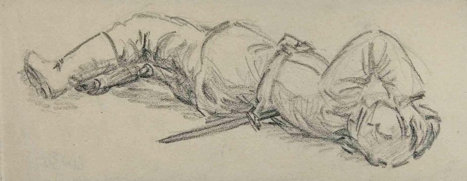 The Injured Soldier, Original Drawing, Early 20th-Century-ZCI-1250832